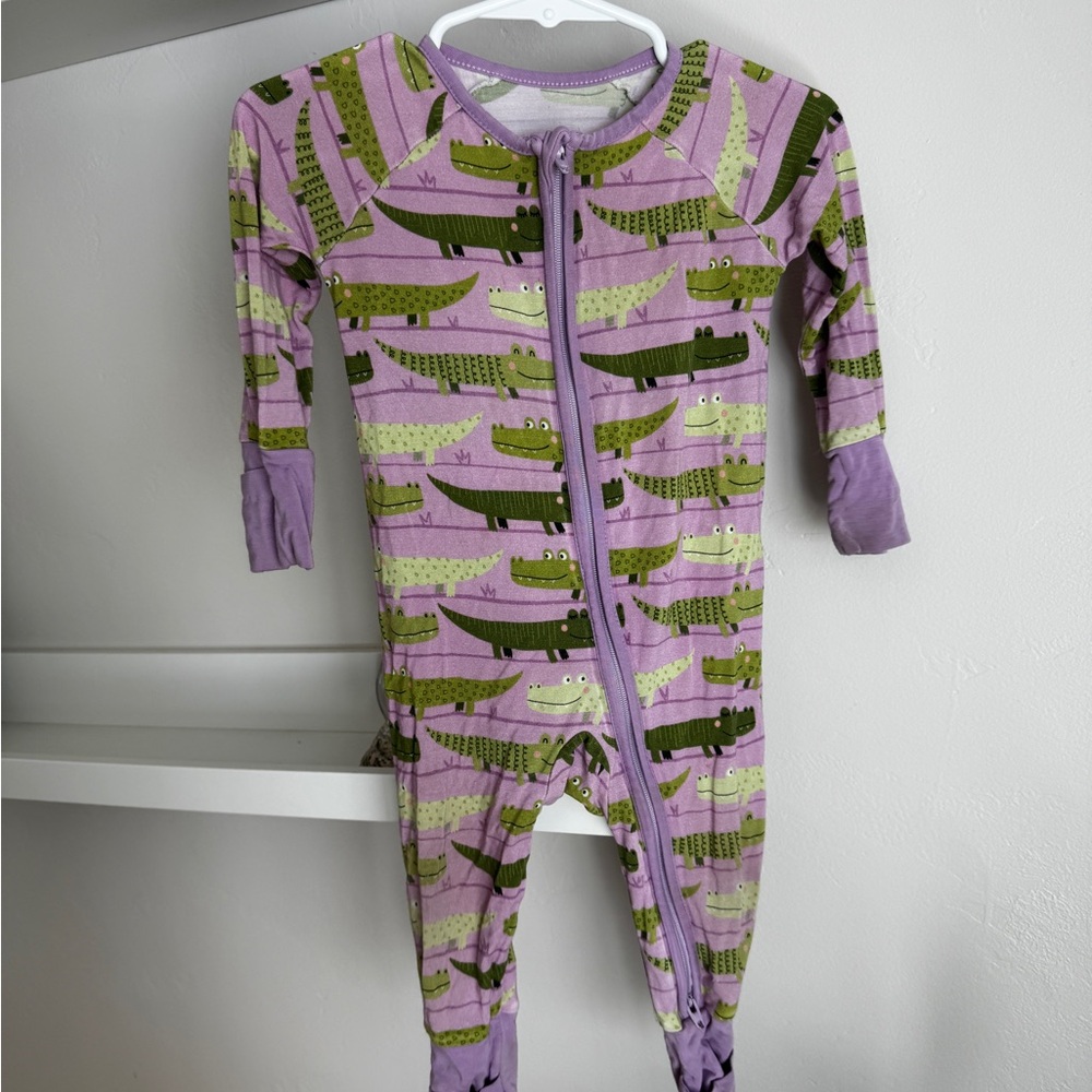 Little Sleepies Purple and Green Alligator Footie